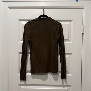 Forever 21 Chocolate Ribbed Long Sleeve Top